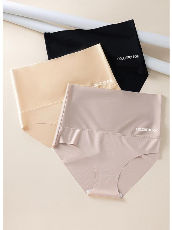 Women's Letter Print  High Waist Panty, Breathable Comfortable Seamless Knicker for Daily Wear, Women's Underwear for All Seasons