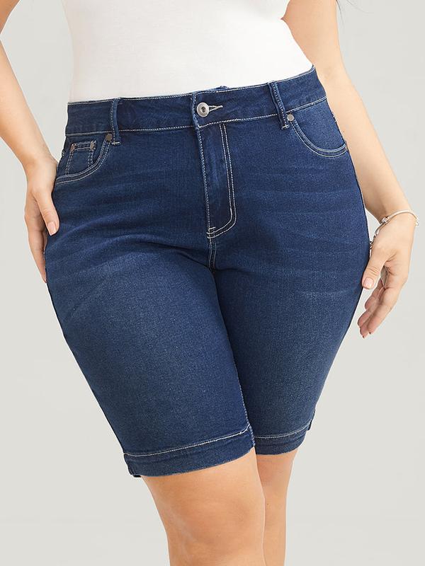 BloomChic Very Stretchy High Rise Dark Wash Denim Shorts