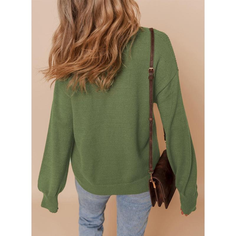 Dokotoo Women's Casual V Neck Sweaters Long Sleeve Pullover Sweater Knit Jumper Tops