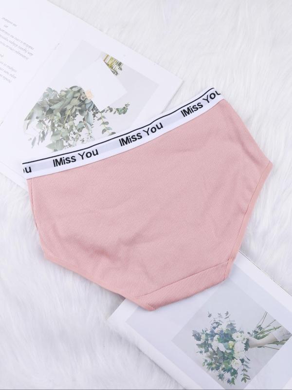  Letter Tape Brief, Soft Comfy Breathable Panties for Daily Wear, Women's Underwear for All Seasons