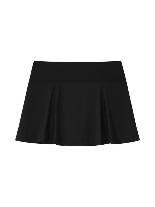 Plus Size Solid Plicated 2 IN 1 Skort, Casual High Waist Short Skort for Daily Wear, Women's Bottoms for Summer