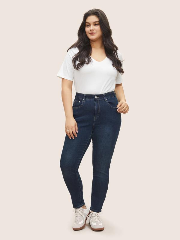 BloomChic Skinny Very Stretchy High Rise Dark Wash Gap Proof Jeans