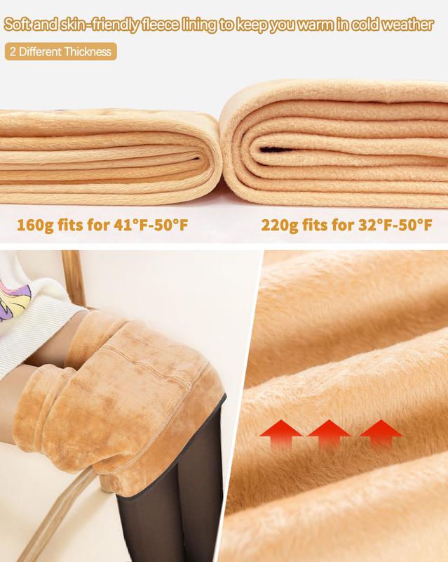 Womens Fleece Lined Tights Sheer Warm Fake Translucent Thermal Pantyhose