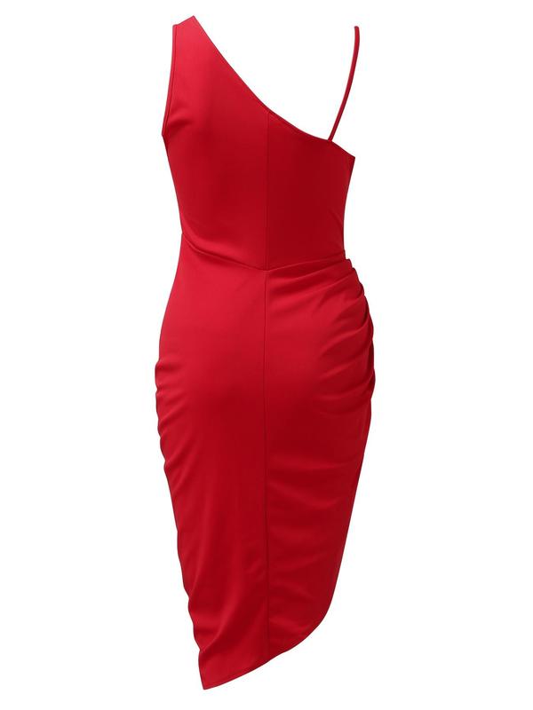Women's Glitter Sequin Ruched Split Hem Evening Dress, Elegant Sleeveless Bodycon Dress for Party & Banquet, Ladies' Clothes for All Seasons