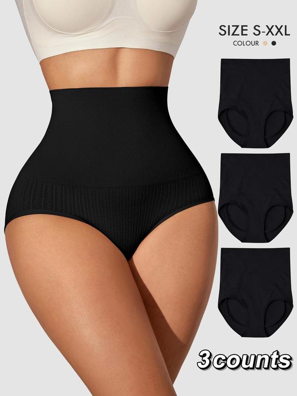 Women's Solid High Waist Panty, Tummy Control Seamless Knicker for Daily Wear, Women's Underwear for All Seasons