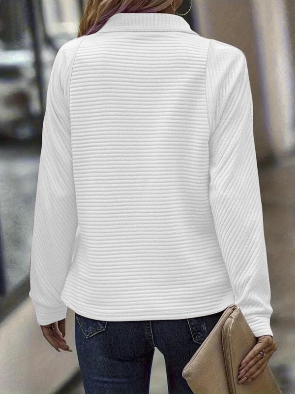 Women's Plain Half Zip Sweatshirt, Comfort Going Out Tops, Casual Women Clothing, Long Sleeve Polo Neck Pullover for Fall, Fashion Women's Top for Daily Wear, Fall Outfits, Fallfreshness
