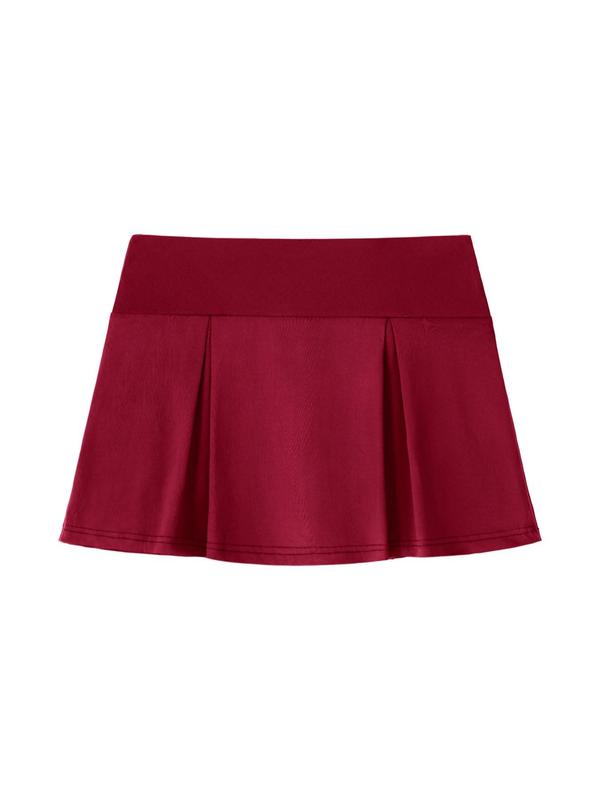 Plus Size Solid Plicated 2 IN 1 Skort, Casual High Waist Short Skort for Daily Wear, Women's Bottoms for Summer