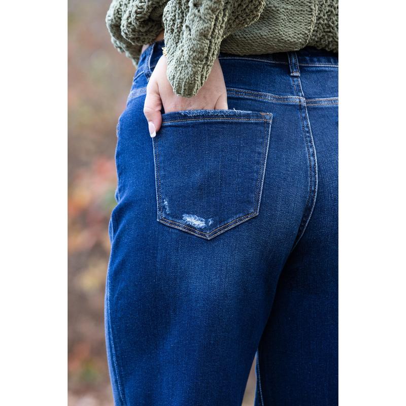 The Erin from Lovervet: High-Rise Wide Leg Cropped Tummy Control Denim Fabric Fit