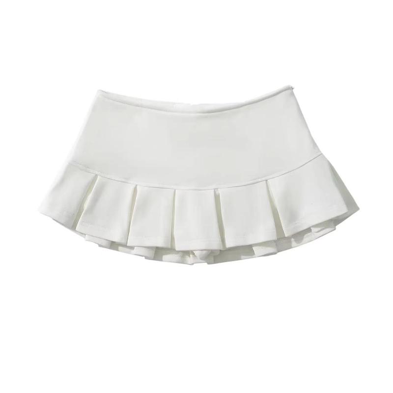 Y2K Low Waist Pleated Mini Short Skirt --Vintage Sweet A Line Skirt