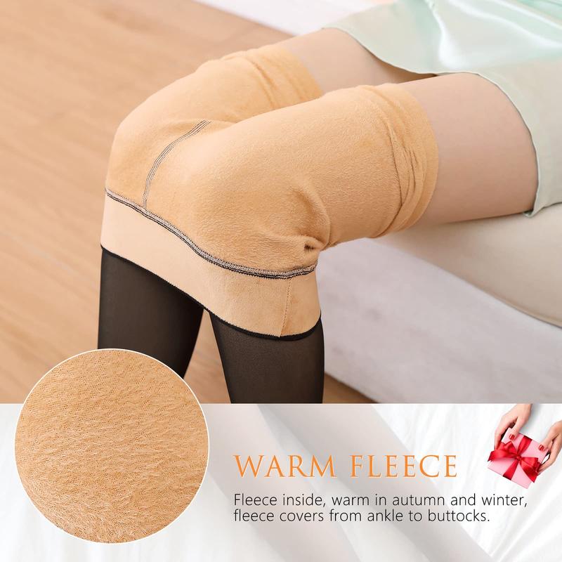 2025 Newest Fleece Lined Tights for Women High Waisted Winter Warm Sheer Black Thick Leggings Thermal Fake Translucent Pantyhose