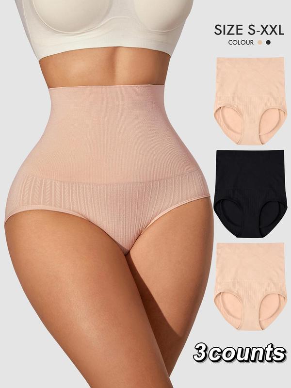 Women's Solid High Waist Panty, Tummy Control Seamless Knicker for Daily Wear, Women's Underwear for All Seasons