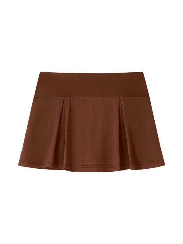 Plus Size Solid Plicated 2 IN 1 Skort, Casual High Waist Short Skort for Daily Wear, Women's Bottoms for Summer