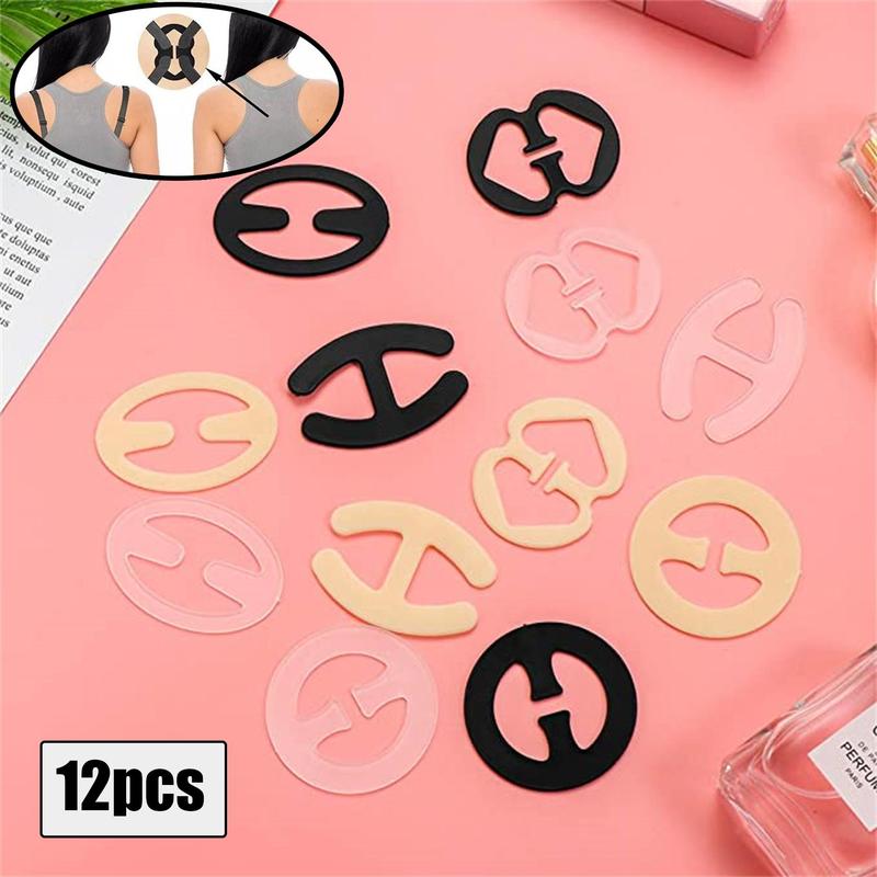 Women's 12pcs Plain Bra Strap Clip, Anti-slip Plastic Bra Accessories, Lingerie Accessories for Daily Wear