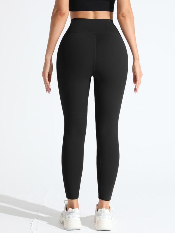 Women's Solid High Waist Thermal Lined Leggings, Casual Comfy Hook & Eye Front Warm Skinny Pants for Daily Wear, Ladies Bottoms for Fall & Winter