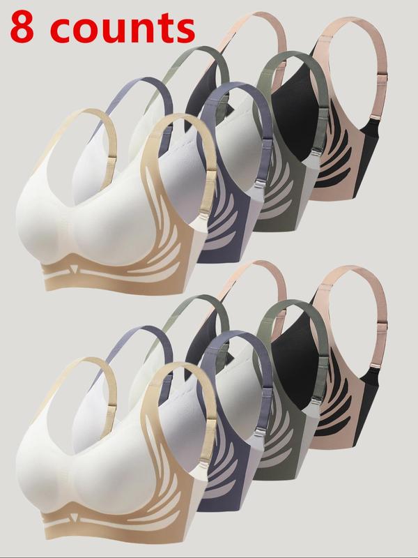 Women's Colorblock Wireless Bralette, Adjustable Strap Bra, Soft Comfortable Breathable Lingerie for All Seasons