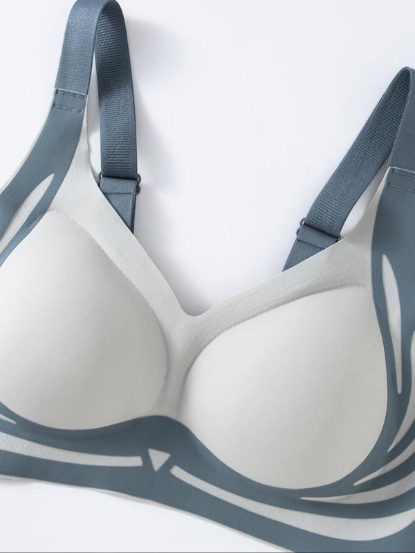 Women's Colorblock Wireless Bralette, Adjustable Strap Bra, Soft Comfortable Breathable Lingerie for All Seasons