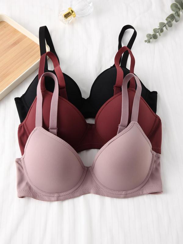 Women's Solid Adjustable Strap Bra, Soft Comfortable Underwire Lingerie Top, Bras for Women, Lingerie for All Seasons, Underwear Sets for Women, Fall Wear, Fallfreshness