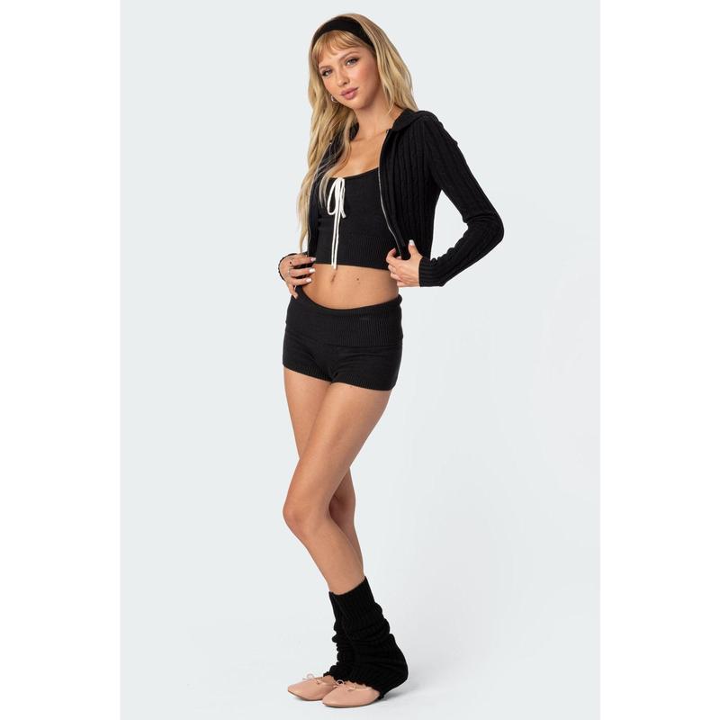 Knit Fold Over Shorts
