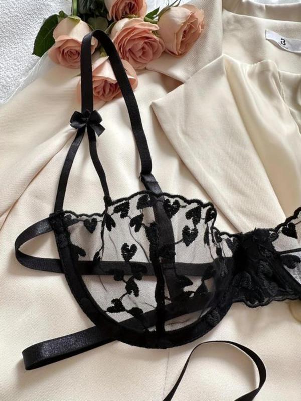 Women's Solid Color Bra & Thong Sexy Lingerie Two-piece Set, Push Up Bra & Panty Set, Soft Comfy Breathable Lingerie Set for Women