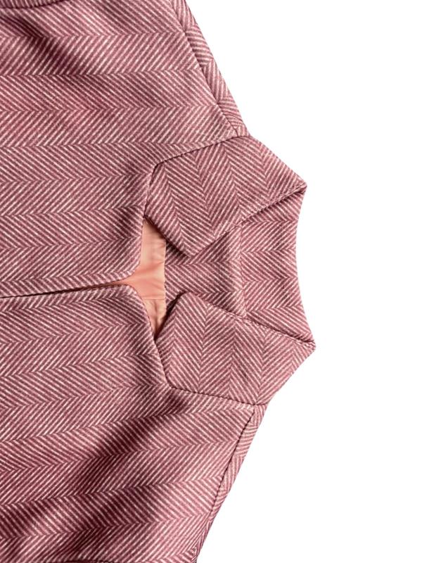 Women's Herringbone Pattern Notched Neck Open Front Blazer, Casual Long Sleeve Pocket Suit Jacket for Daily Wear, Ladies Outerwear Tops Clothes for All Seasons, Fall Clothes 2024