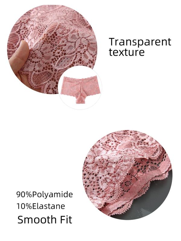Women's 3pcs Solid Scallop Lace Knickers, Lace Cheeky Panties, High Rise Plain Panty, Multi-pack Lady Comfortable Brief Intimates, Women's Lingerie & Underwear