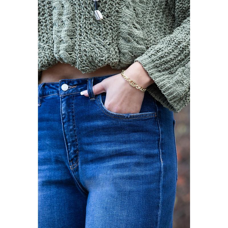 The Erin from Lovervet: High-Rise Wide Leg Cropped Tummy Control Denim Fabric Fit