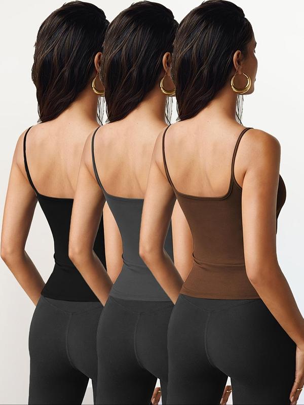 Women's Solid Backless Tank Top, Casual Sleeveless Spaghetti Strap Top for Fall & Winter, Women's Clothing for Daily Wear