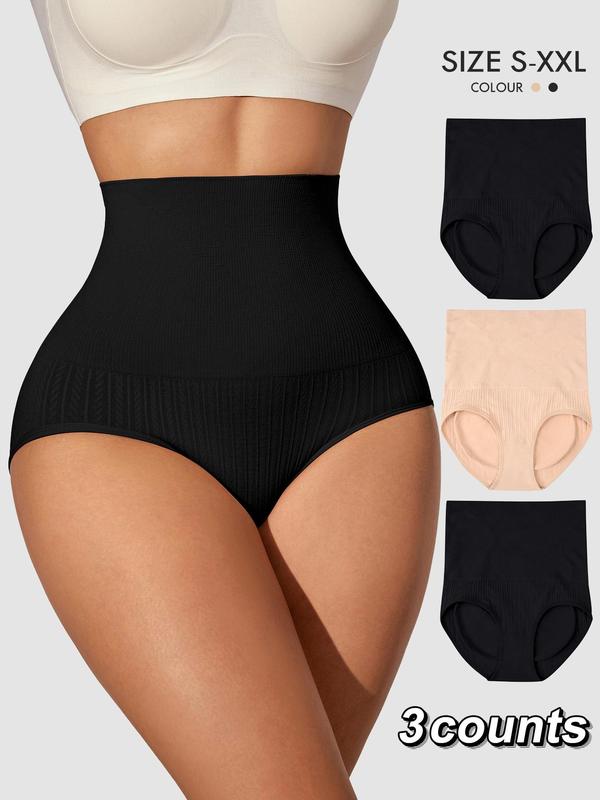 Women's Solid High Waist Panty, Tummy Control Seamless Knicker for Daily Wear, Women's Underwear for All Seasons