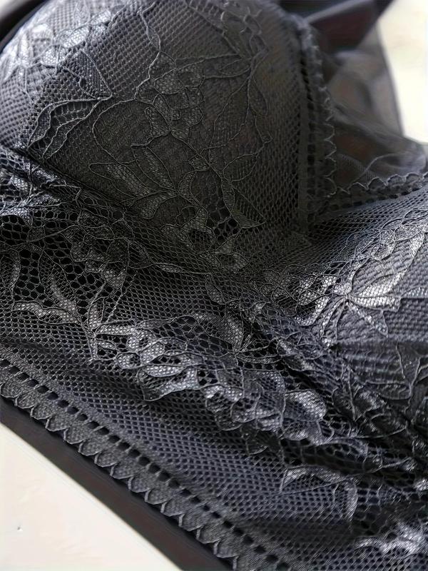 Women's Contrast  Floral Lace Wireless Bra, Soft Comfy Breathable Push Up Bra, Women's Lingerie for All Seasons