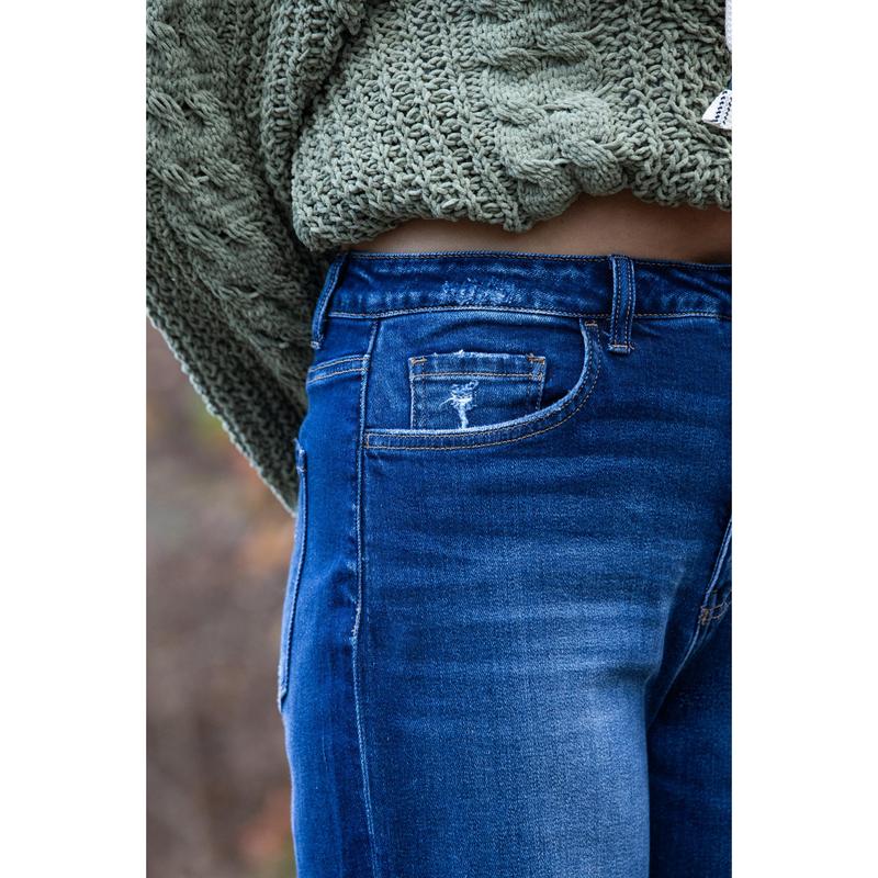 The Erin from Lovervet: High-Rise Wide Leg Cropped Tummy Control Denim Fabric Fit