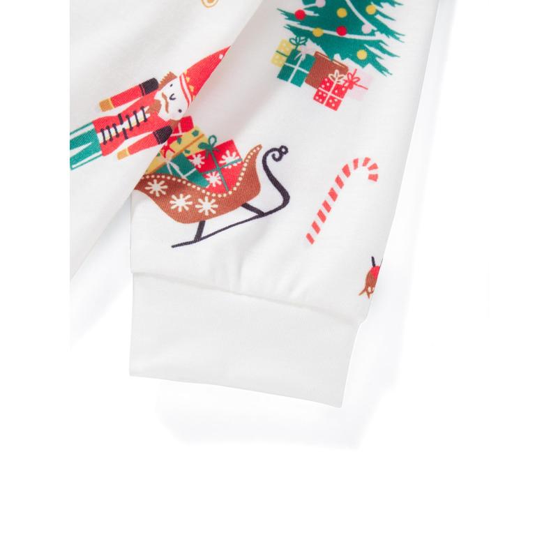 Christmas Pajamas for Family Long Sleeve Cartoon Print Tops + Pants Set Holiday Sleepwear