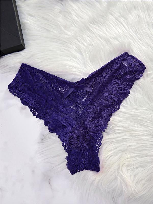 Women's Contrast Lace Ruffle Trim Wrap Cami Nightdress & Bow Front Panty Set, Adjustable Spaghetti Strap Backless Nightgown & Knicker Set, Underwear for Women, Purple Ladies ,2 Piece Sets Women