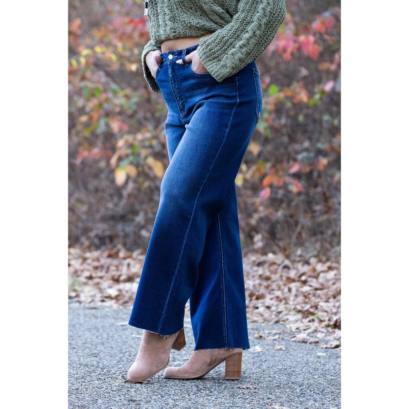 The Erin from Lovervet: High-Rise Wide Leg Cropped Tummy Control Denim Fabric Fit