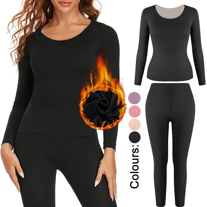 Women's Long Johns Thermal Underwear Fleece Lined Base Layer Soft Pajama Set For Cold Weather Laides Winter Warm Top & Bottom Comfortable Farbic Womenswear