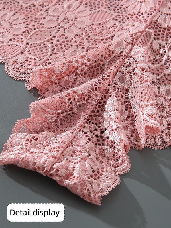 Women's 3pcs Solid Scallop Lace Knickers, Lace Cheeky Panties, High Rise Plain Panty, Multi-pack Lady Comfortable Brief Intimates, Women's Lingerie & Underwear