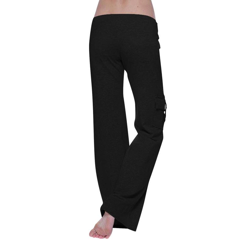 Womens Cargo Pants High Waist Wide Leg Pants with Pockets Casual Button Stretch Yoga Workout Leggings Gym Sweatpants Womenswear Bottom Trouser