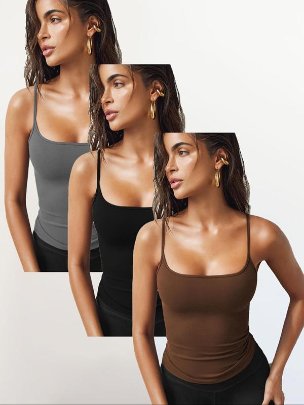 Women's Solid Backless Tank Top, Casual Sleeveless Spaghetti Strap Top for Fall & Winter, Women's Clothing for Daily Wear