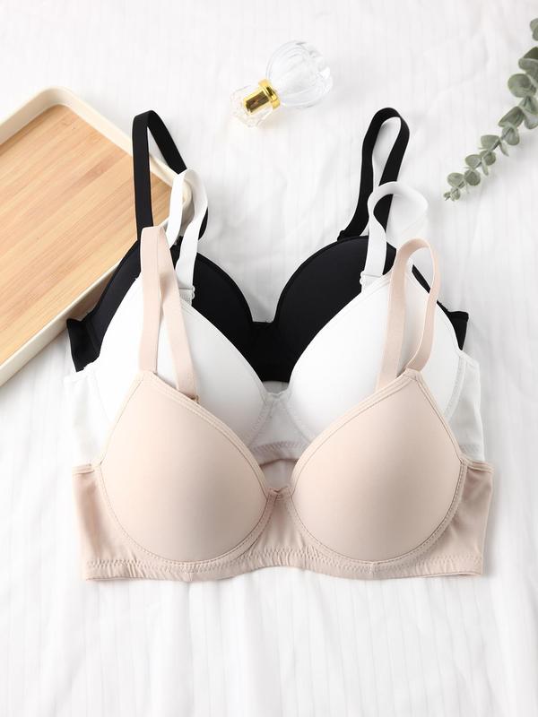 Women's Solid Adjustable Strap Bra, Soft Comfortable Underwire Lingerie Top, Bras for Women, Lingerie for All Seasons, Underwear Sets for Women, Fall Wear, Fallfreshness