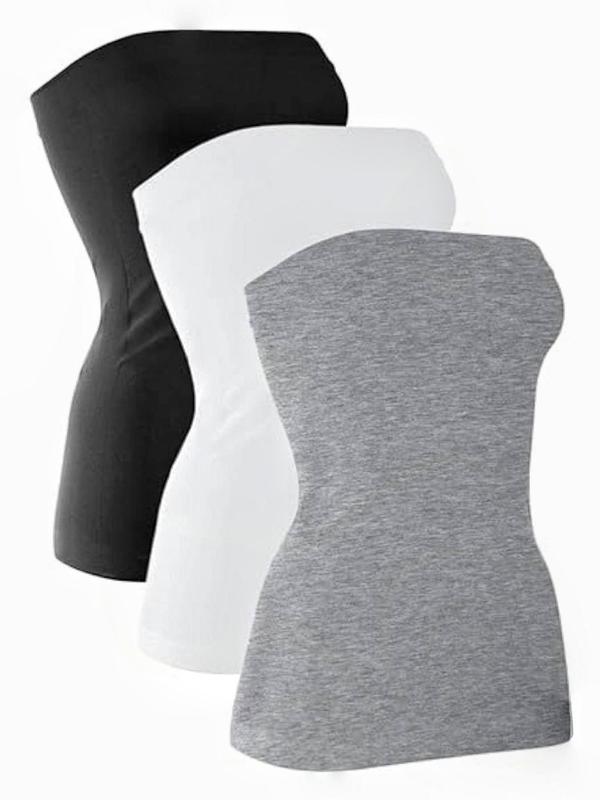 Women's Solid Color Tube Top, Casual Strapless Top for Summer, Tube Tops for Women, Tube Tops, Back To School Outfits, Ladies Clothes for Daily Wear