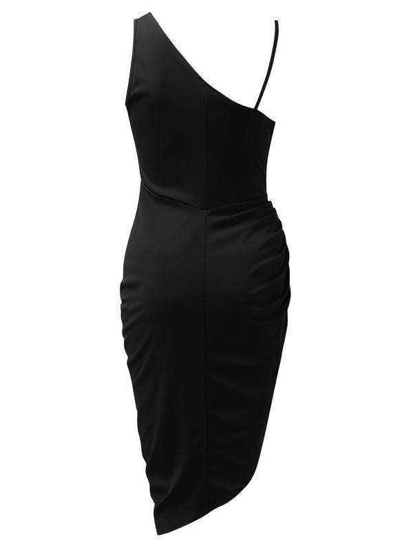 Women's Glitter Sequin Ruched Split Hem Evening Dress, Elegant Sleeveless Bodycon Dress for Party & Banquet, Ladies' Clothes for All Seasons