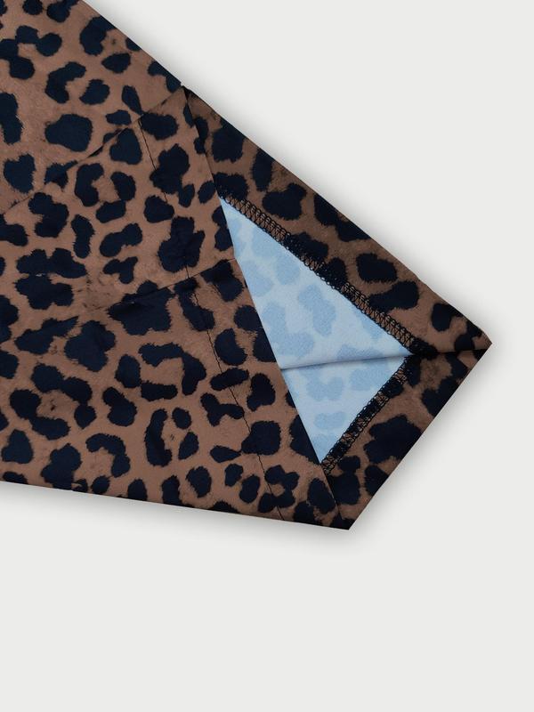 Women's Leopard-print Wide Leg Pants, Fashion Elegant Comfy Trousers for Home Work Office, Ladies Bottoms for All Seasons