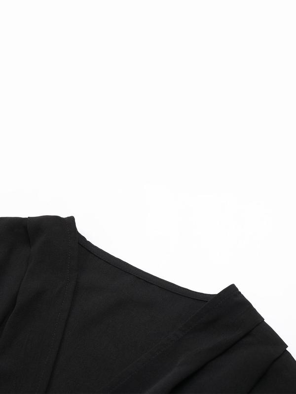 Women's Plain Wrap Batwing Sleeve Bodysuit, Elegant Deep V Neck Short Sleeve Bodysuit, Women's Summer Clothes for Daily Wear