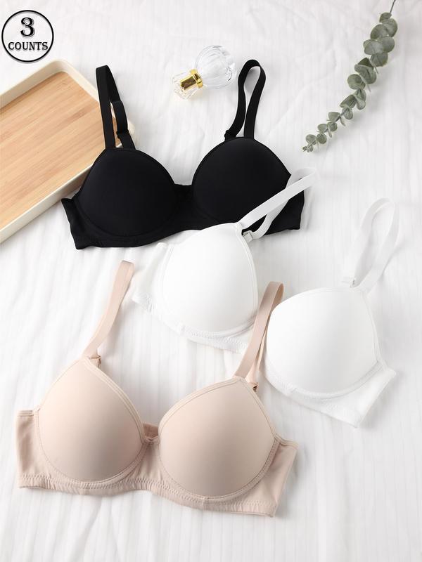 Women's Solid Adjustable Strap Bra, Soft Comfortable Underwire Lingerie Top, Bras for Women, Lingerie for All Seasons, Underwear Sets for Women, Fall Wear, Fallfreshness