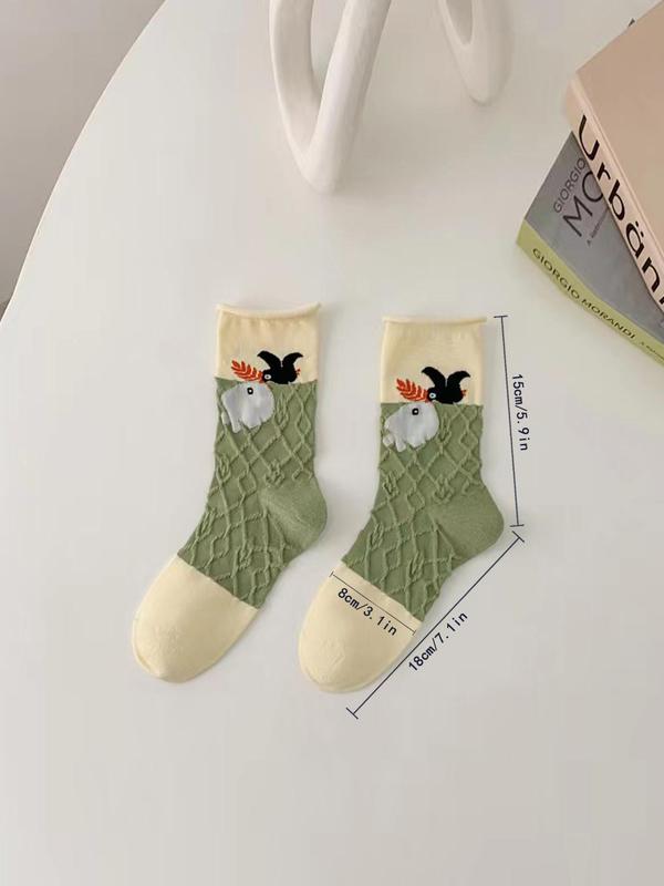 Women's Vintage Floral Print Crew Socks, Fashion Casual Comfy Breathable Socks, Women Socks for All Seasons Daily Wear