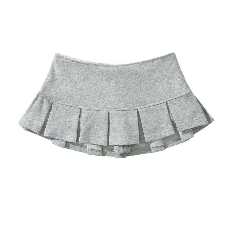 Y2K Low Waist Pleated Mini Short Skirt --Vintage Sweet A Line Skirt
