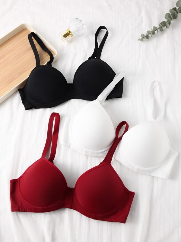 Women's Solid Adjustable Strap Bra, Soft Comfortable Underwire Lingerie Top, Bras for Women, Lingerie for All Seasons, Underwear Sets for Women, Fall Wear, Fallfreshness