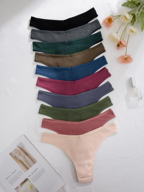 Women's Solid Color Panty, Soft Comfy Breathable Seamless Knicker for Daily Wear, Underwear for All Seasons