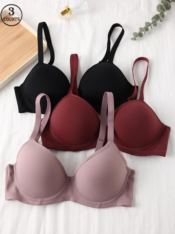 Women's Solid Adjustable Strap Bra, Soft Comfortable Underwire Lingerie Top, Bras for Women, Lingerie for All Seasons, Underwear Sets for Women, Fall Wear, Fallfreshness