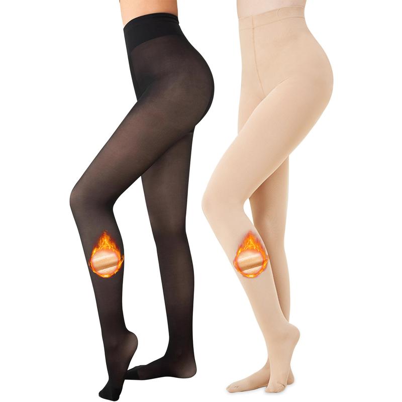 Womens Fleece Lined Tights Sheer Warm Fake Translucent Thermal Pantyhose