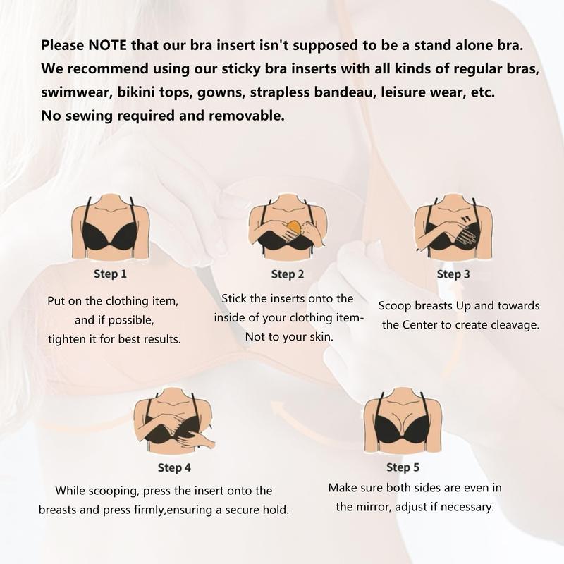 2024 Newest Double-Sided Sticky Bra InsertsAdhesive Bra Pads Push up Breast EnhancersPads Reusable Padded Ultra Lift Inserts Womenswear Accessories reusable covers Mini Rice Comfort Bridal